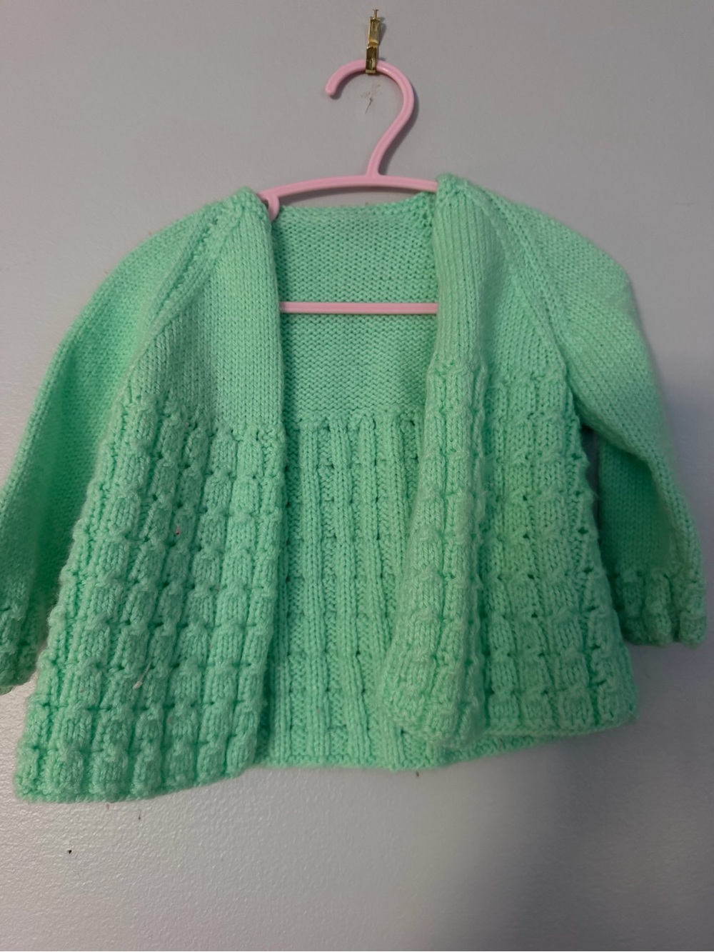 Vintage Kids Mint Green Knit Cardigan Jacket